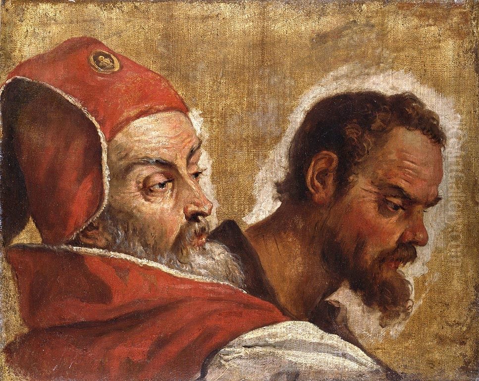 Heads of Two Men (A Scribe or a Pharisee and an Apostle) Oil Painting by Sebastiano Ricci
