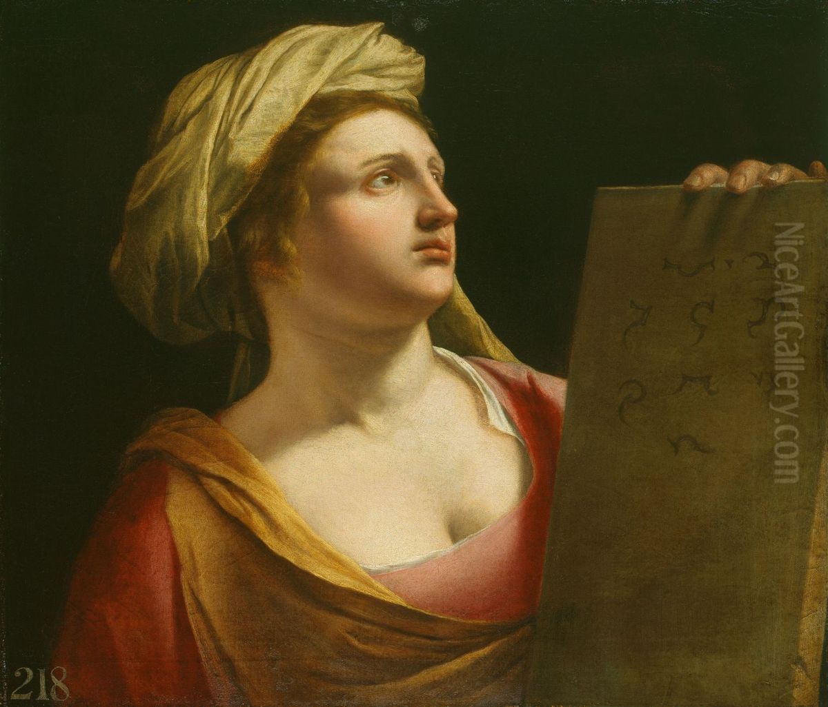 A Sybil Oil Painting by Orazio Gentileschi