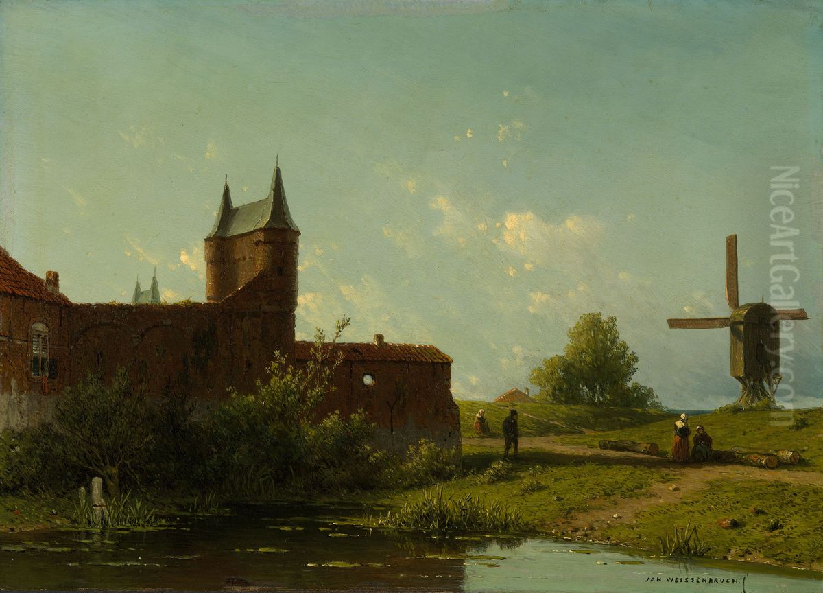 View of a Dutch town Oil Painting by Jan Weissenbruch