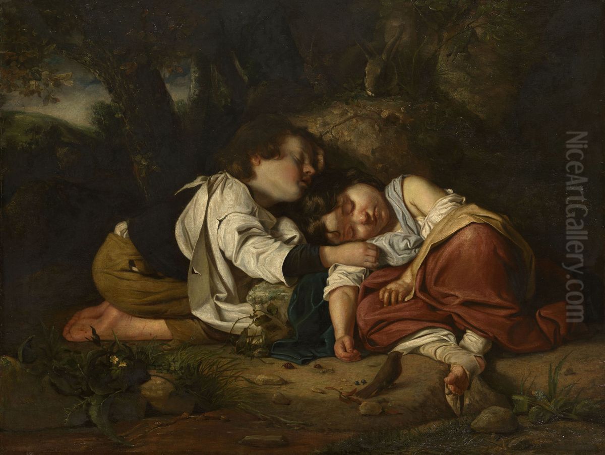 The Children in the Wood Oil Painting by John Thomas Peele