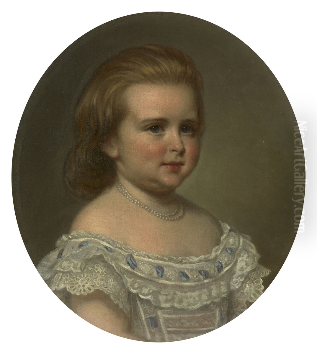 Princess Alix of Hesse, later Empress Alexandra Feodorovna of Russia (1872-1918), when a Child. Oil Painting by Georg Koberwein