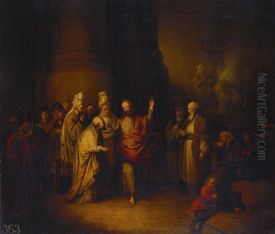 The Tribute Money Oil Painting by Christian Wilhelm Ernst Dietrich