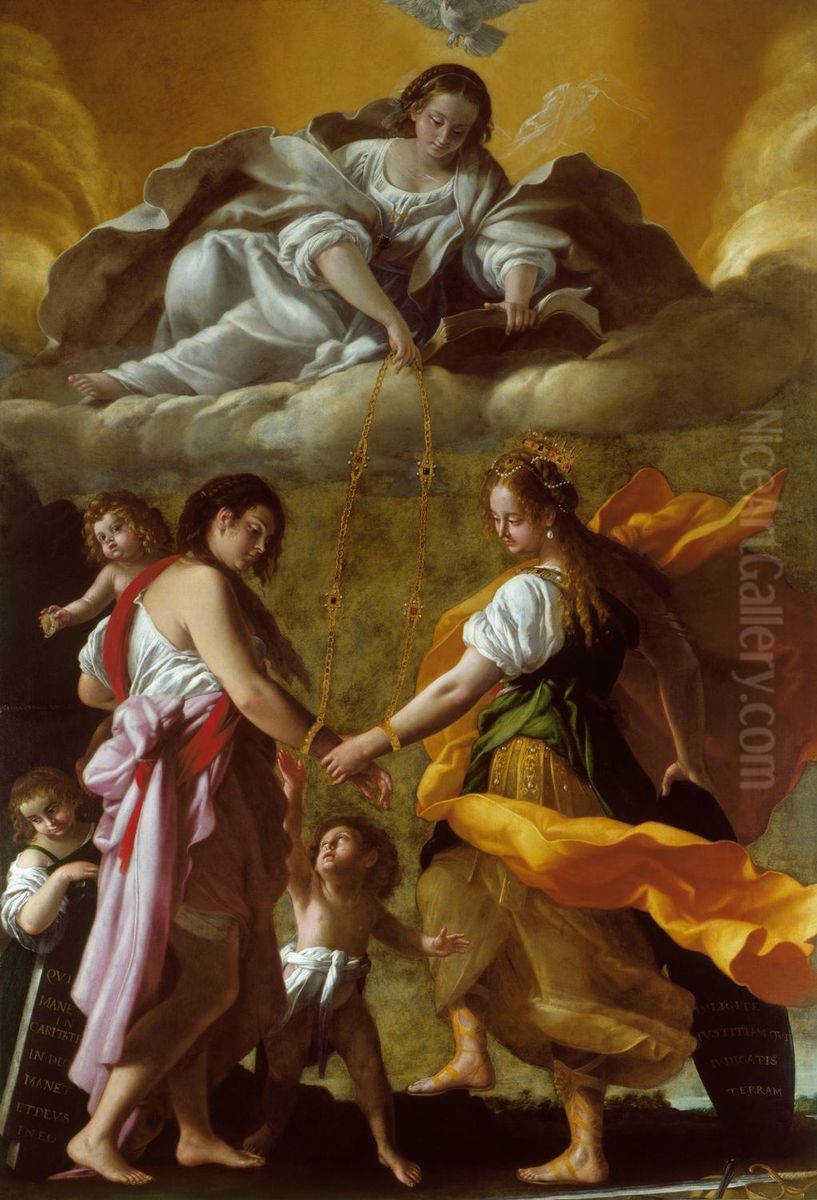 An Allegory of Charity and Justice Reconciled Oil Painting by Giovanni Baglione