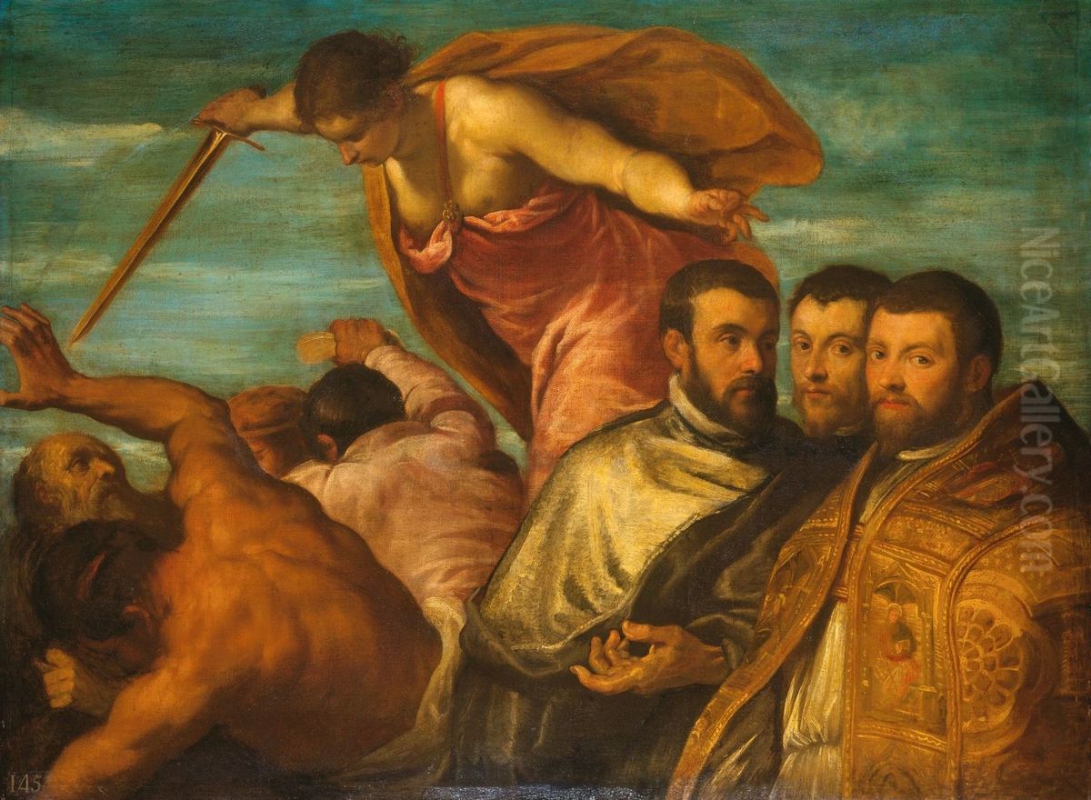 The Expulsion of the Vices of the Church Oil Painting by Palma il Giovane