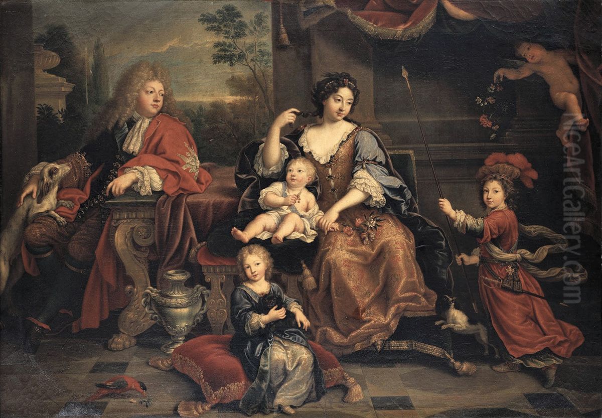 Louis, the Grand Dauphin of France with his Family Oil Painting by Pierre Mignard I
