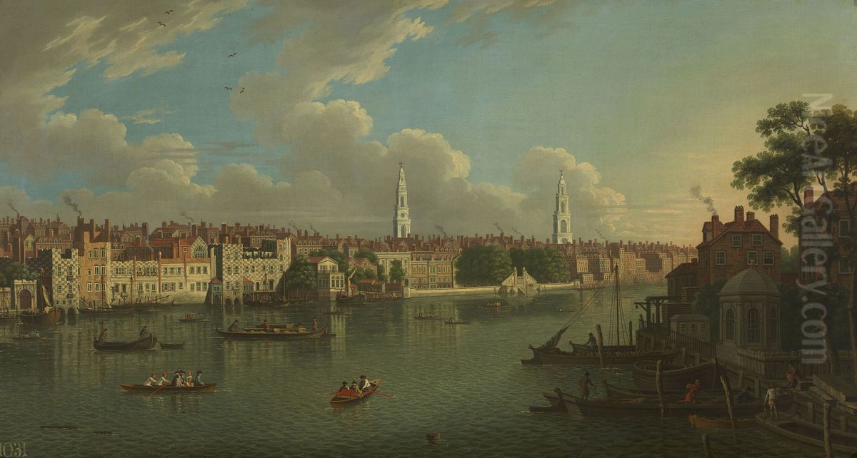 The Thames at the Savoy Oil Painting by Samuel Scott