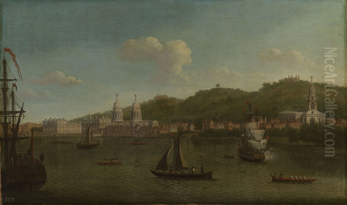The Thames at Greenwich Oil Painting by Samuel Scott