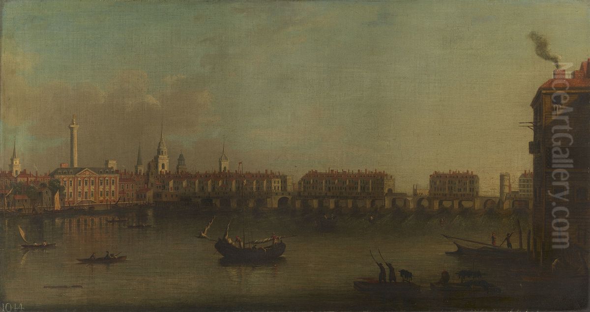 The Thames at London Bridge Oil Painting by Samuel Scott