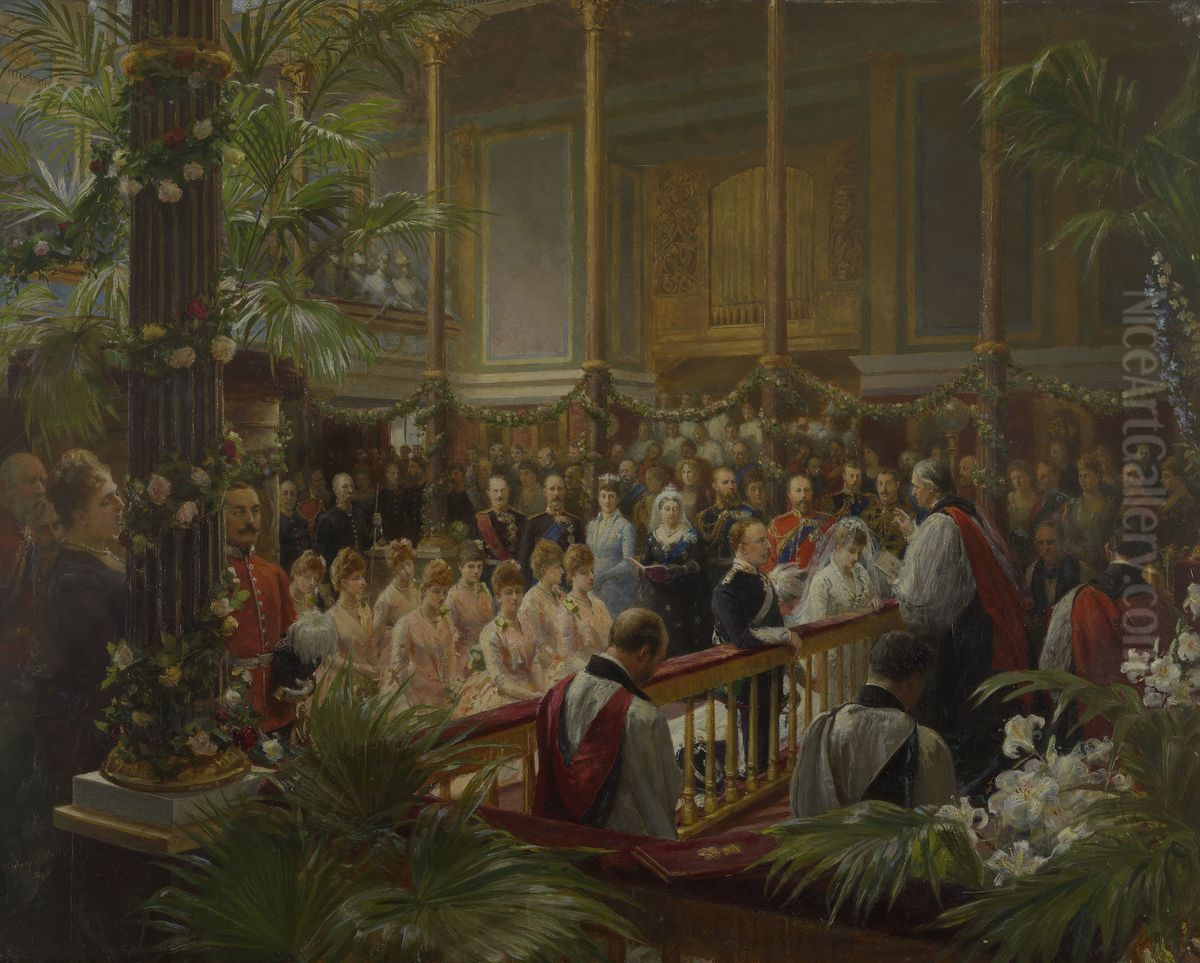 The Marriage of Princess Louise of Wales with the Duke of Fife at Buckingham Palace, 27th July 1889 Oil Painting by Sydney Prior Hall