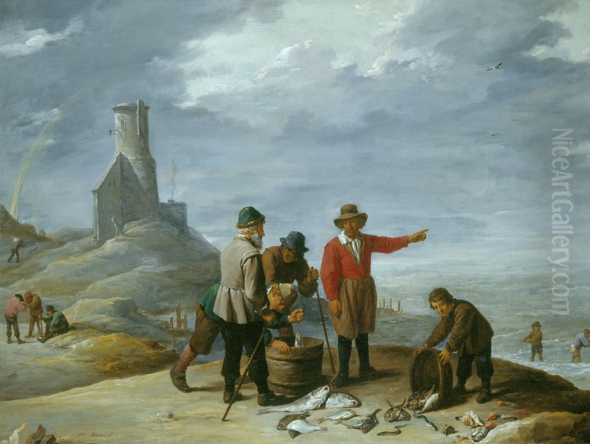 Fishermen on the Sea-shore Oil Painting by David Teniers the Younger