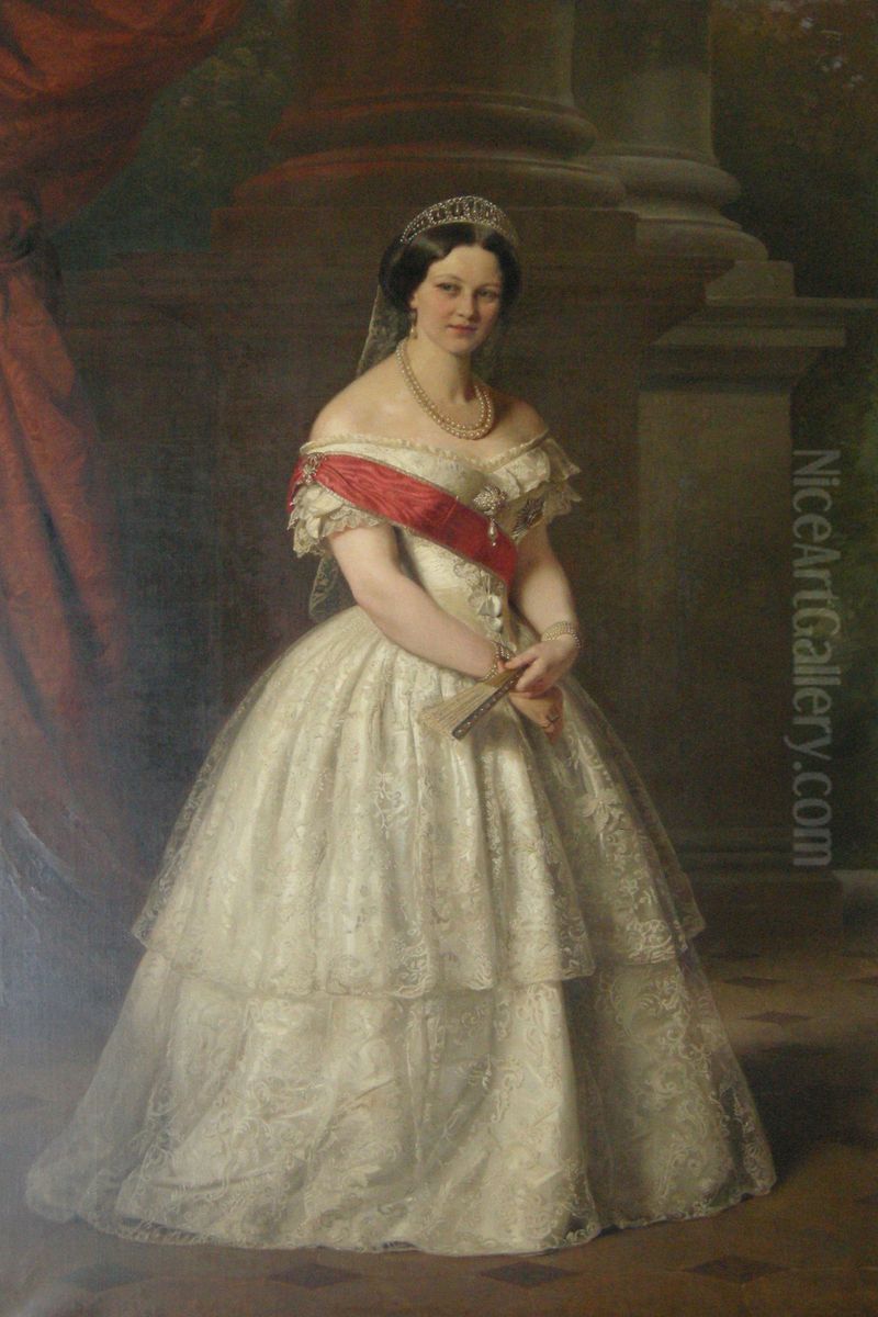 Marie Alexandrina of Saxe-Altenburg, Queen of Hanover (1818-1907) Oil Painting by Karl Ferdinand Sohn