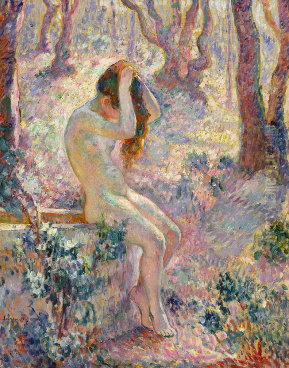 Young Nude Seated on the Edge of a Well Oil Painting by Henri Lebasque