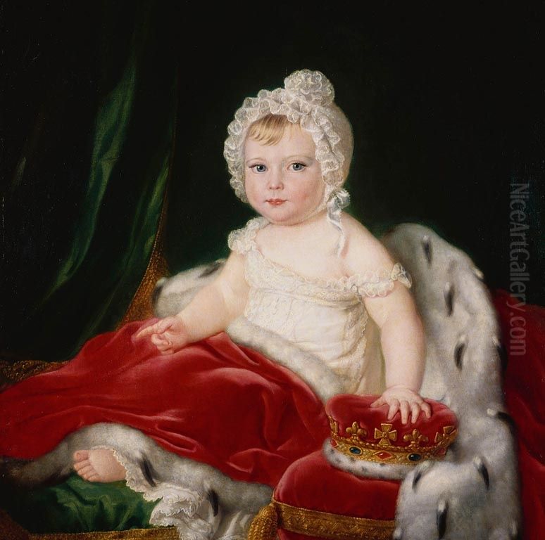 Prince George of Cambridge (1819-1904), when an infant Oil Painting by Melchior Tieleman