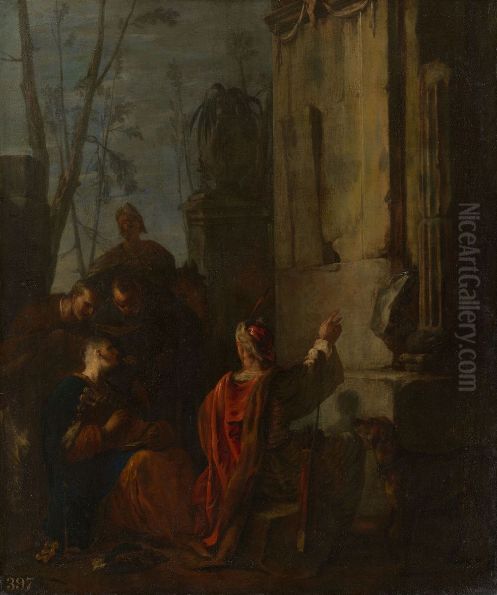 Sarmatians at the Tomb of Ovid Oil Painting by Johann Heinrich Schonfeld