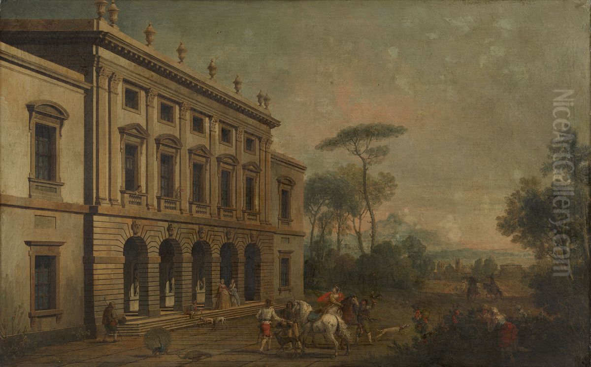View of Old Somerset House Oil Painting by Antonio Visentini