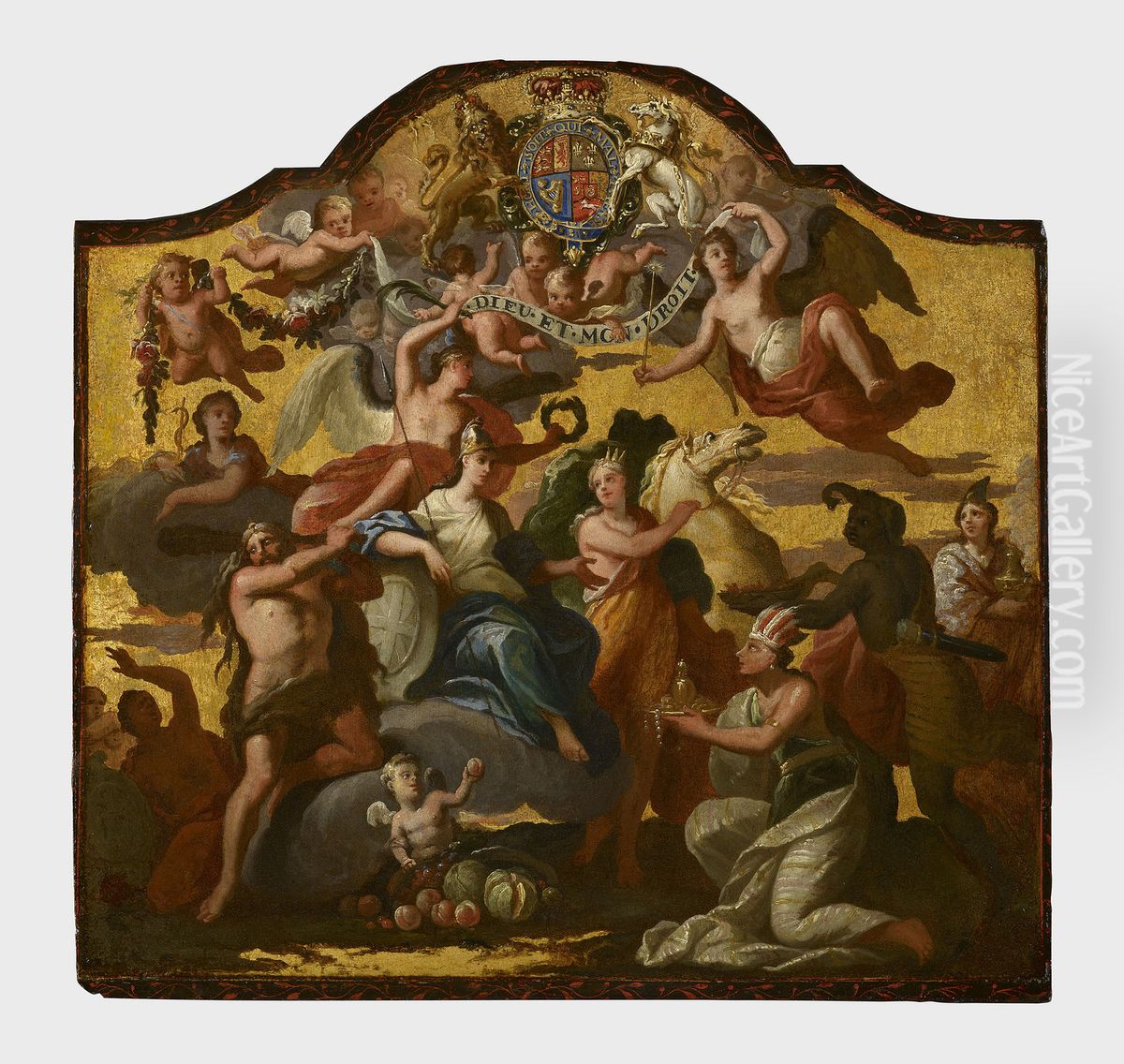 Britannia Receiving Homage from the Continents. Oil Painting by James Thornhill