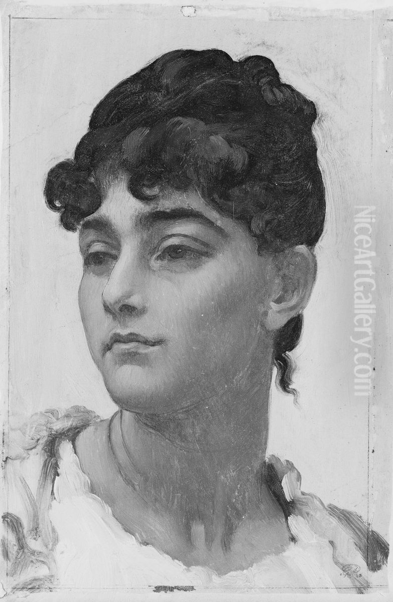 Head of an Italian Girl Oil Painting by Lord Frederick Leighton