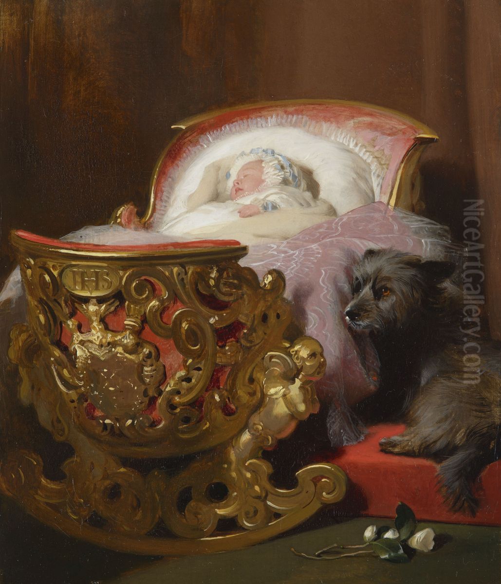 Princess Alice asleep Oil Painting by Sir Edwin Henry Landseer