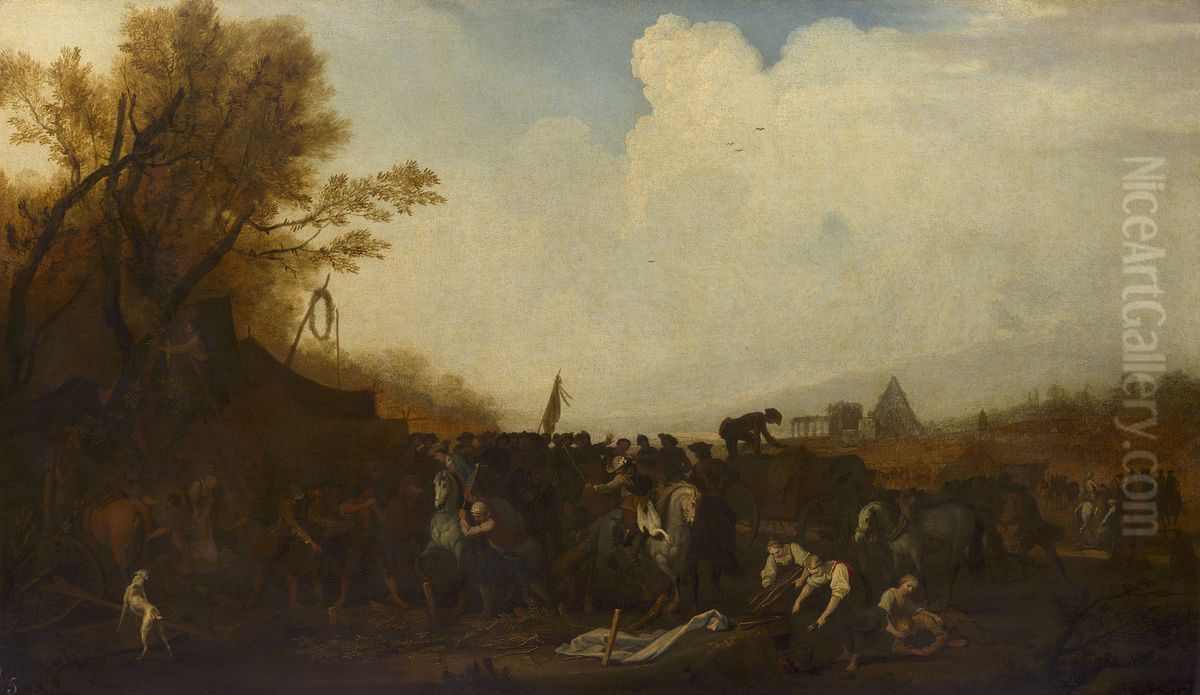 The Halt of an Army Oil Painting by Rugendas, Georg Philipp I