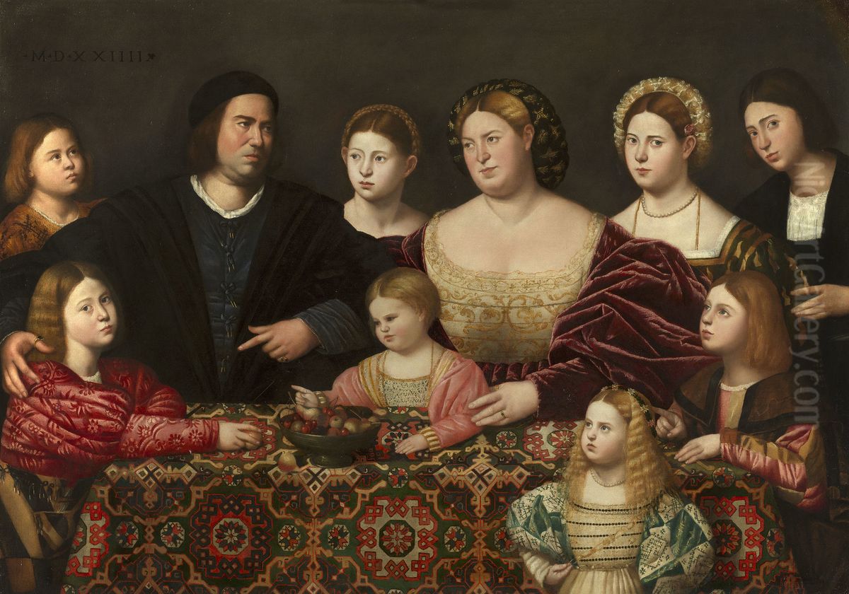 A Family Group Oil Painting by Bernardino Licinio