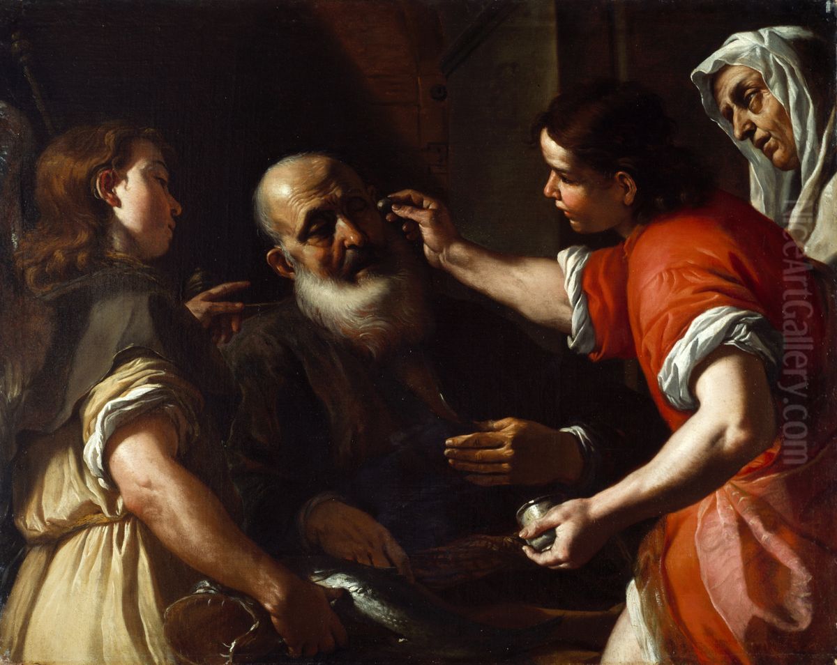Tobias Healing His Father's Blindness Oil Painting by Mattia Preti