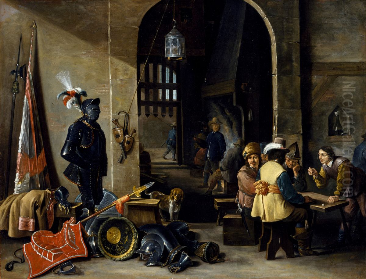 Soldiers Playing Dice Oil Painting by David Teniers the Younger