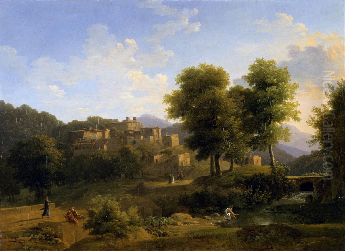 View of a Town in the Sabine Hills Oil Painting by Jean-Victor Bertin