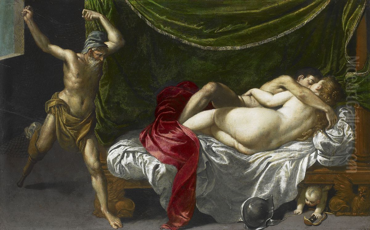 Venus, Mars and Vulcan Oil Painting by Hans Rottenhammer