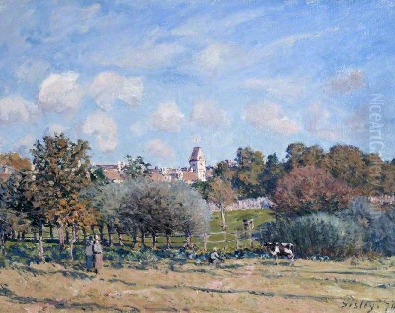L'Eglise de Noisy-le-Roi, effet d'automne Oil Painting by Alfred Sisley