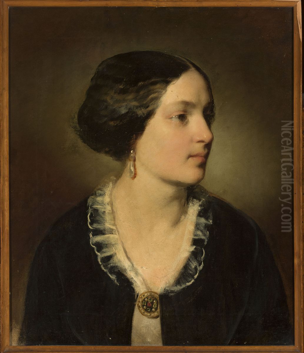 Portrait of Katarzyna Potocka nee Branicka (1825-1907) Oil Painting by Friedrich von Amerling
