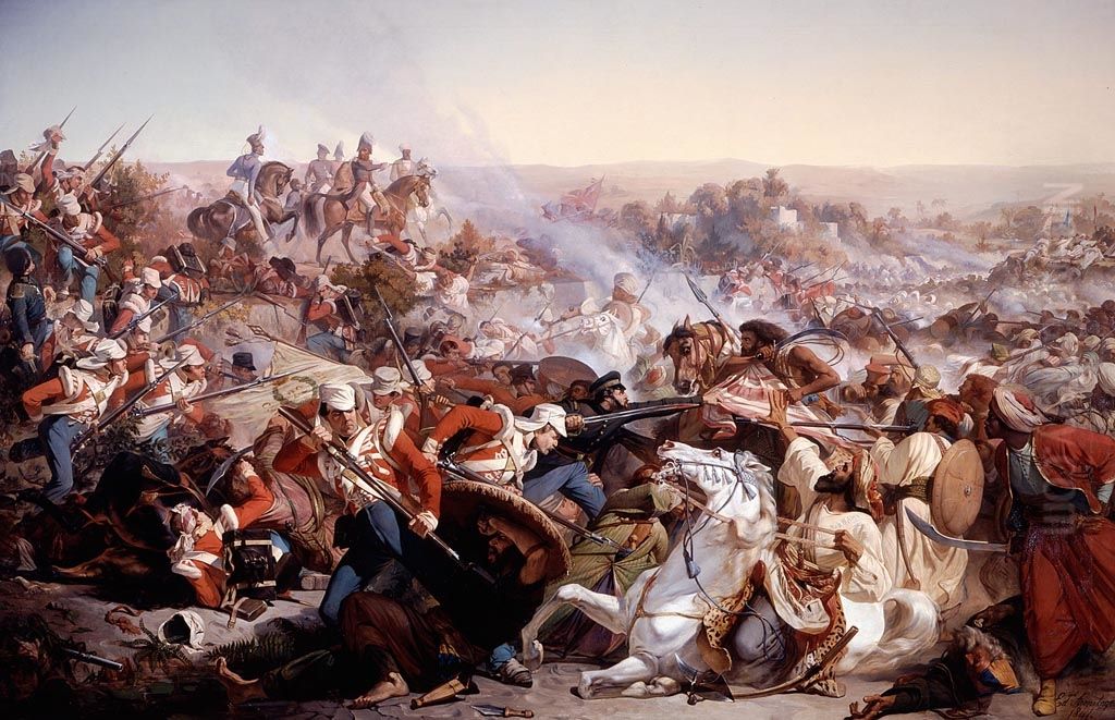 The Battle of Meeanee, 17 February 1843 Oil Painting by Edward Armitage