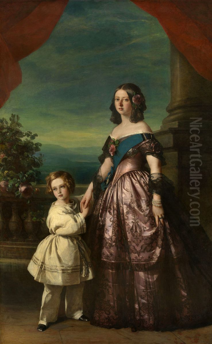 Queen Victoria with the Prince of Wales Oil Painting by Franz Xavier Winterhalter