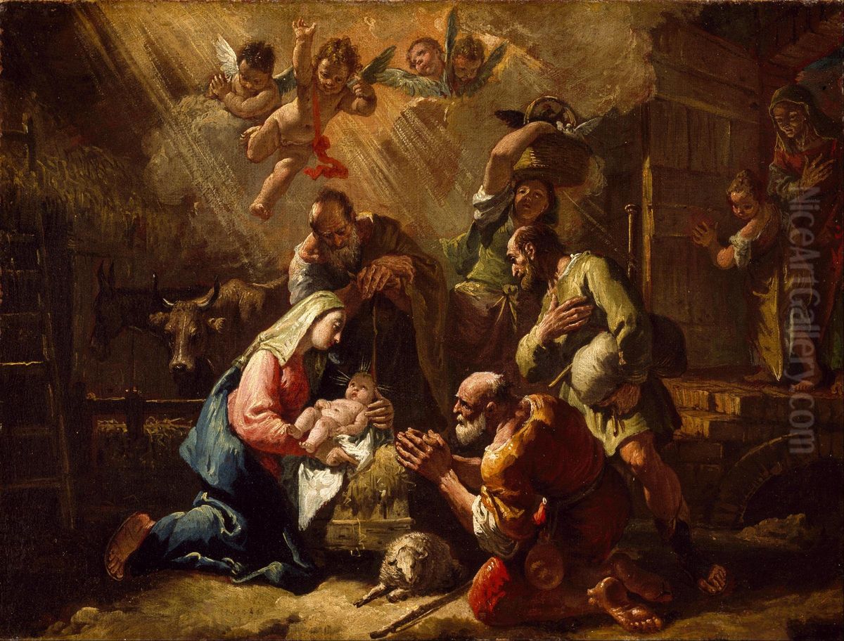 The Adoration of the Shepherds Oil Painting by Francesco Fontebasso