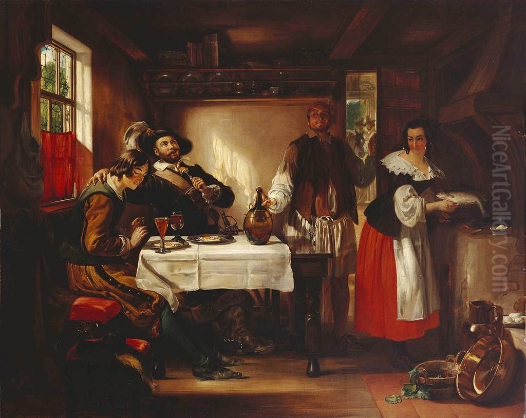 A Scene from Gil Blas Oil Painting by Daniel Maclise