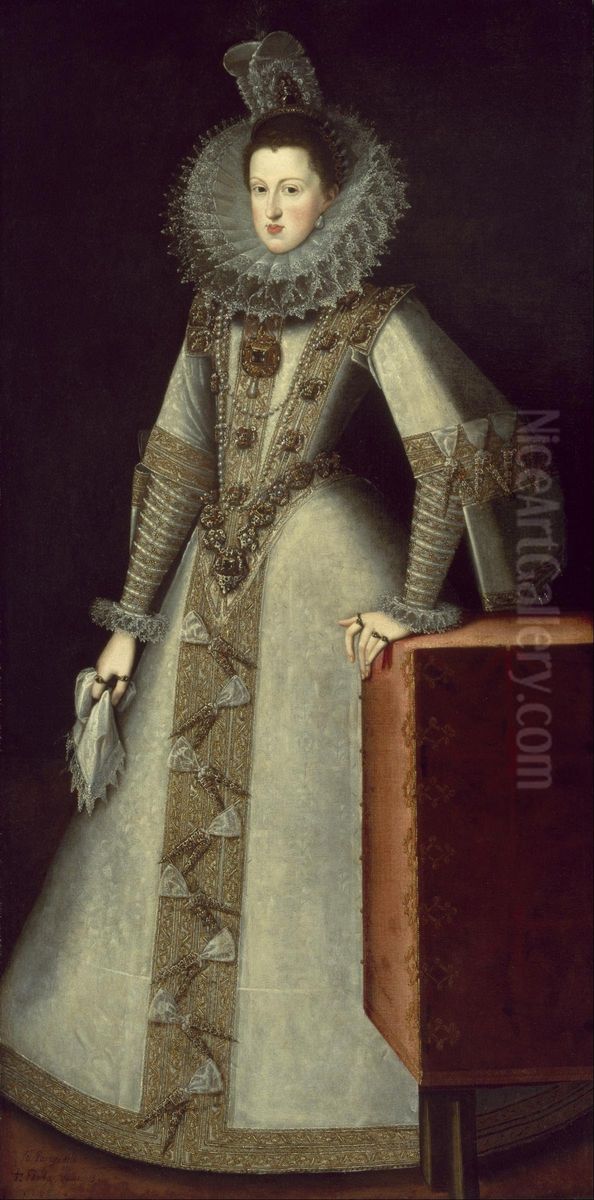 Portrait ofMargaret of Austria(1584-1611), queen of Spain. Oil Painting by Juan Pantoja de la Cruz