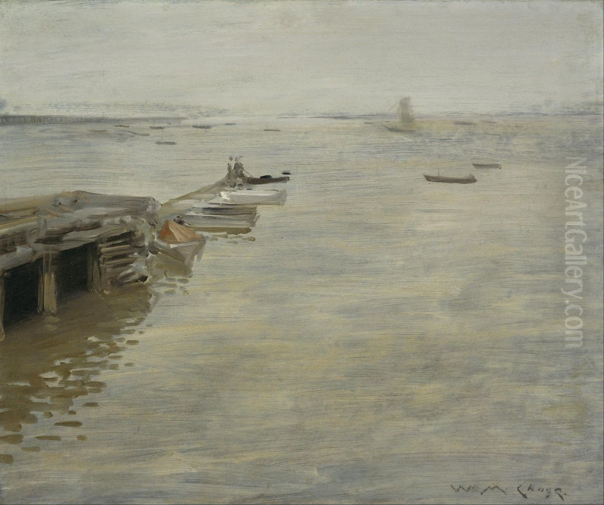 A Gray Day Oil Painting by William Merritt Chase