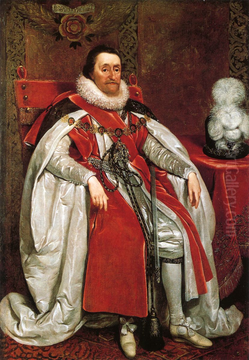 Portrait of King James I of England and Scotland Oil Painting by Daniel Mijtens