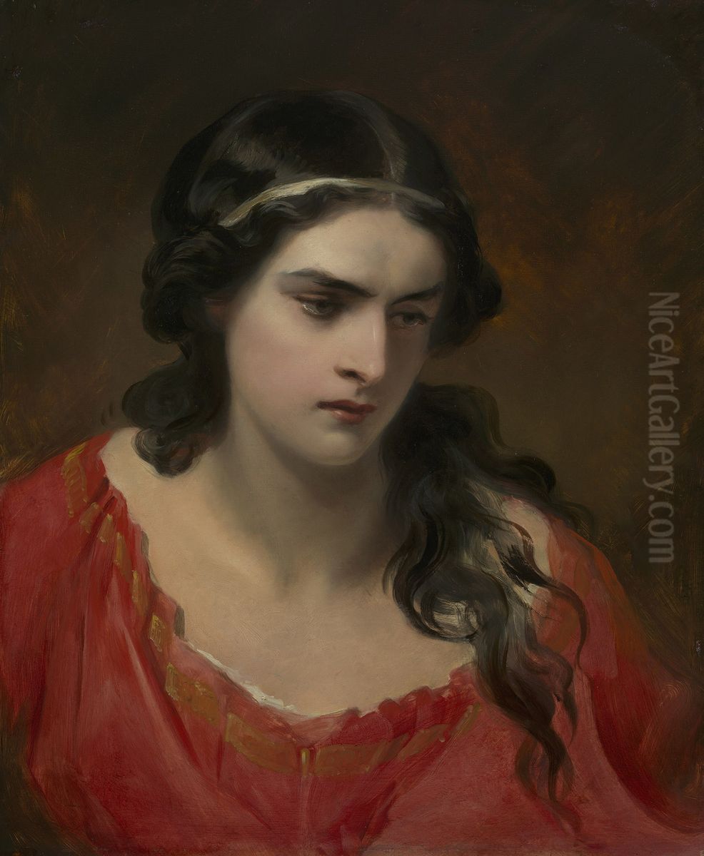 Head of a Young Woman Oil Painting by Henry Wyndham Phillips