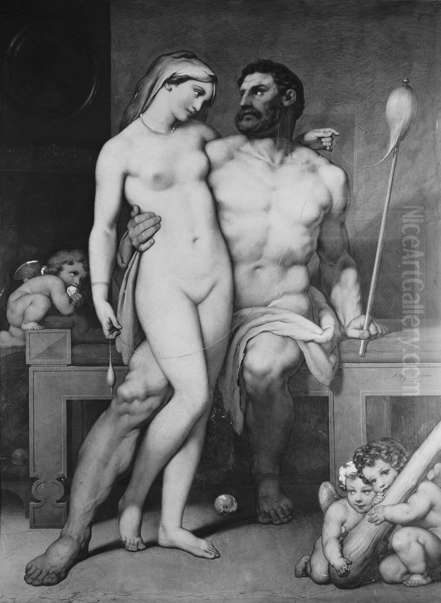 Omphale and Hercules Oil Painting by Josef Anton Gegenbauer