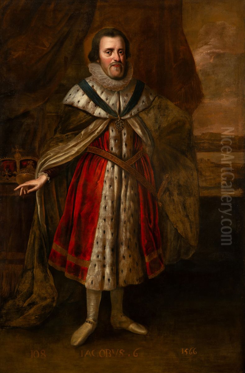 James VI & I, King of Great Britain (1566-1625) Oil Painting by Jacob de Wet II