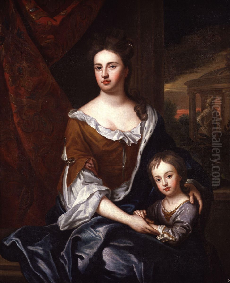 Queen Anne; William, Duke of Gloucester Oil Painting by Godfrey Kneller