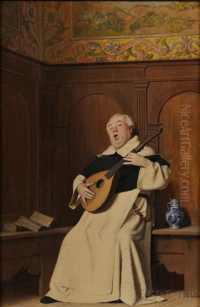 A Musical Interlude Oil Painting by Ture Nikolaus Cederstrom