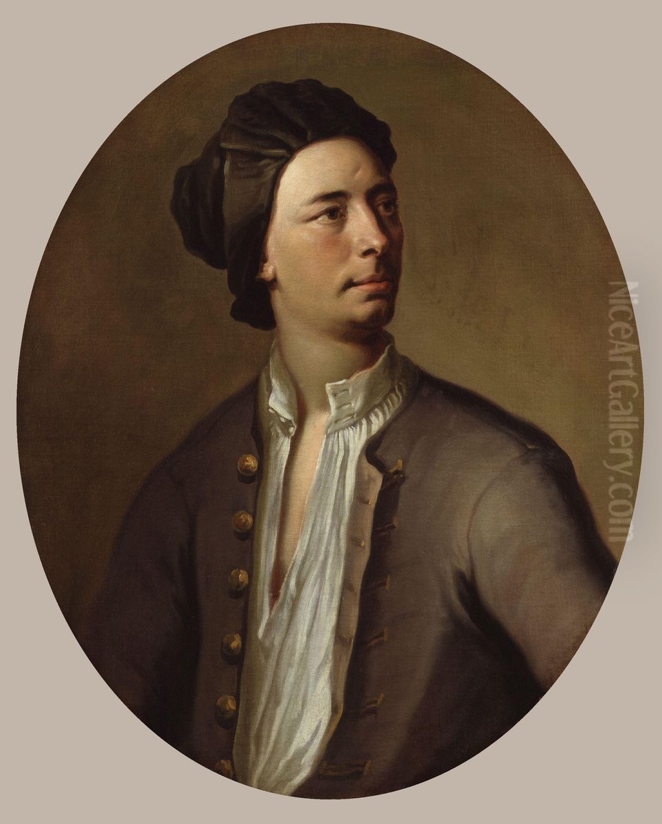 Unknown man, formerly known as Matthew Prior Oil Painting by Michael Dahl