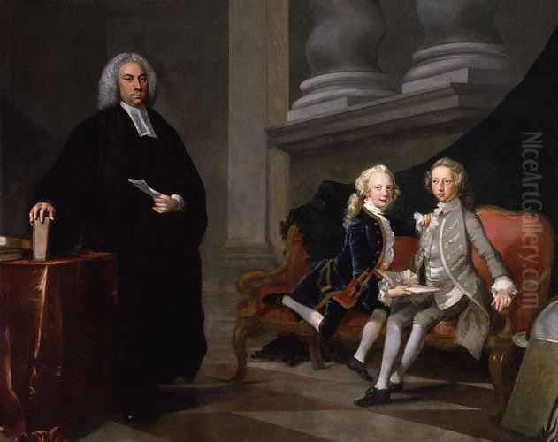 Francis Ayscough with the Prince of Wales (later King George III) and Edward Augustus, Duke of York and Albany (!) Oil Painting by Richard Wilson