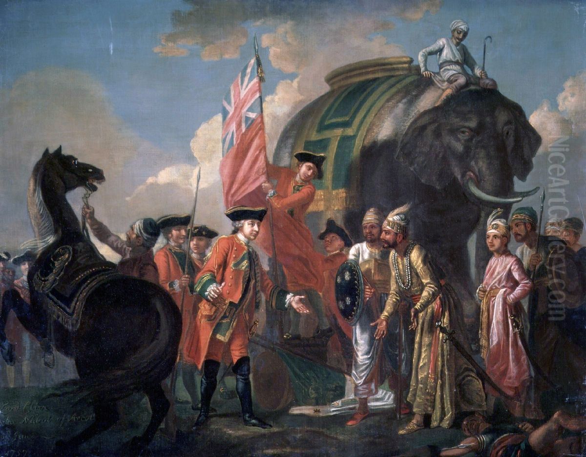 Lord Clive meeting with Mir Jafar after the Battle of Plassey Oil Painting by Francis Hayman