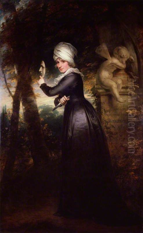 Sarah Siddons, nee Kemble ('Mrs Siddons with the Emblems of Tragedy') Oil Painting by William Beechey