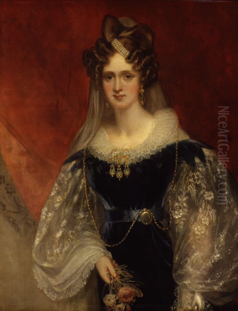Queen Adelaide (Princess Adelaide of Saxe-Meiningen) Oil Painting by William Beechey