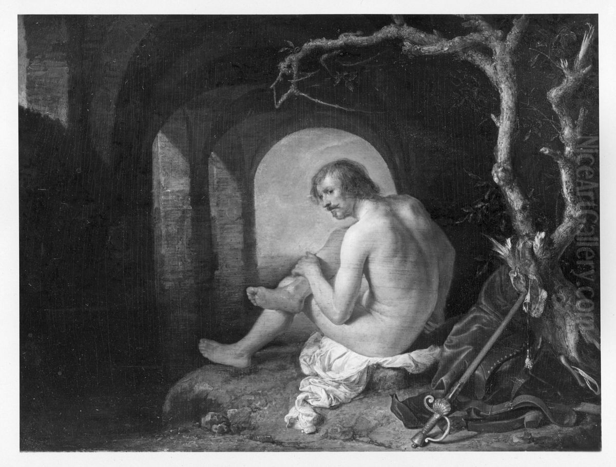 Badende soldaat Oil Painting by Gerrit Dou