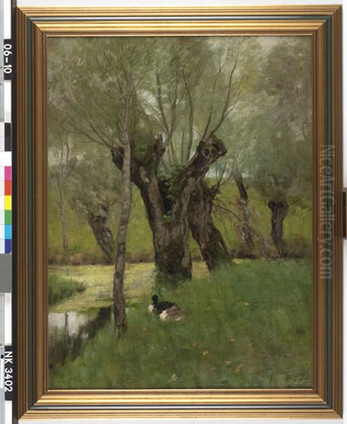 Wilgen aan de slootkant Oil Painting by Arnold Marc Gorter