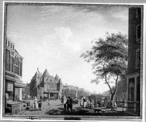 Gezicht op de Nieuwmarkt te Amsterdam Oil Painting by Isaac Ouwater